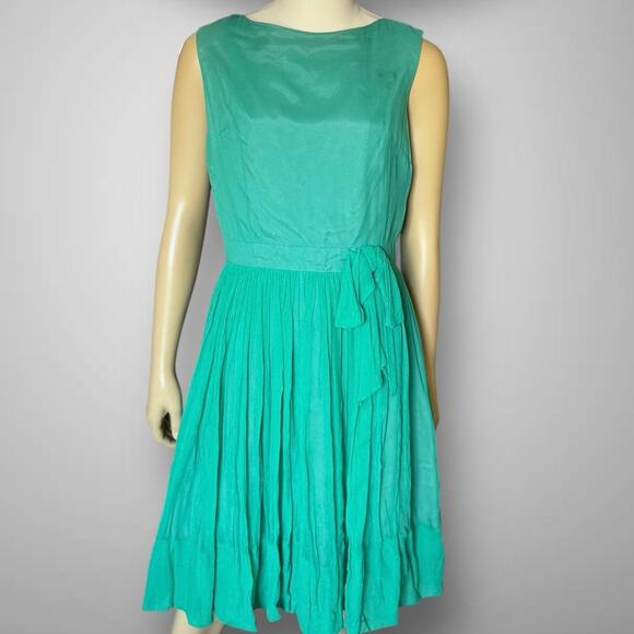 Vintage 1950s Green Chiffon Accordion Pleated Dress Cocktail BETTY INGVOLD READ - Picture 11 of 14